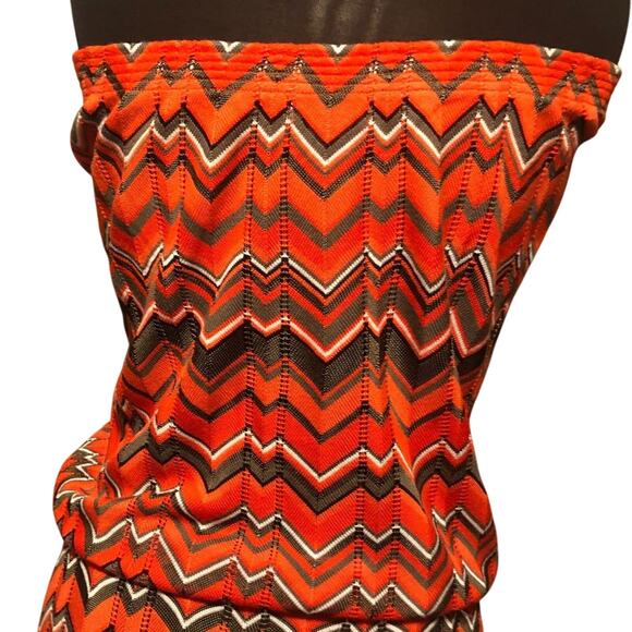 Cache Chevron Peek A Boo Knit Stretch Strapless Top Dress Drawstring Waist - Picture 5 of 7